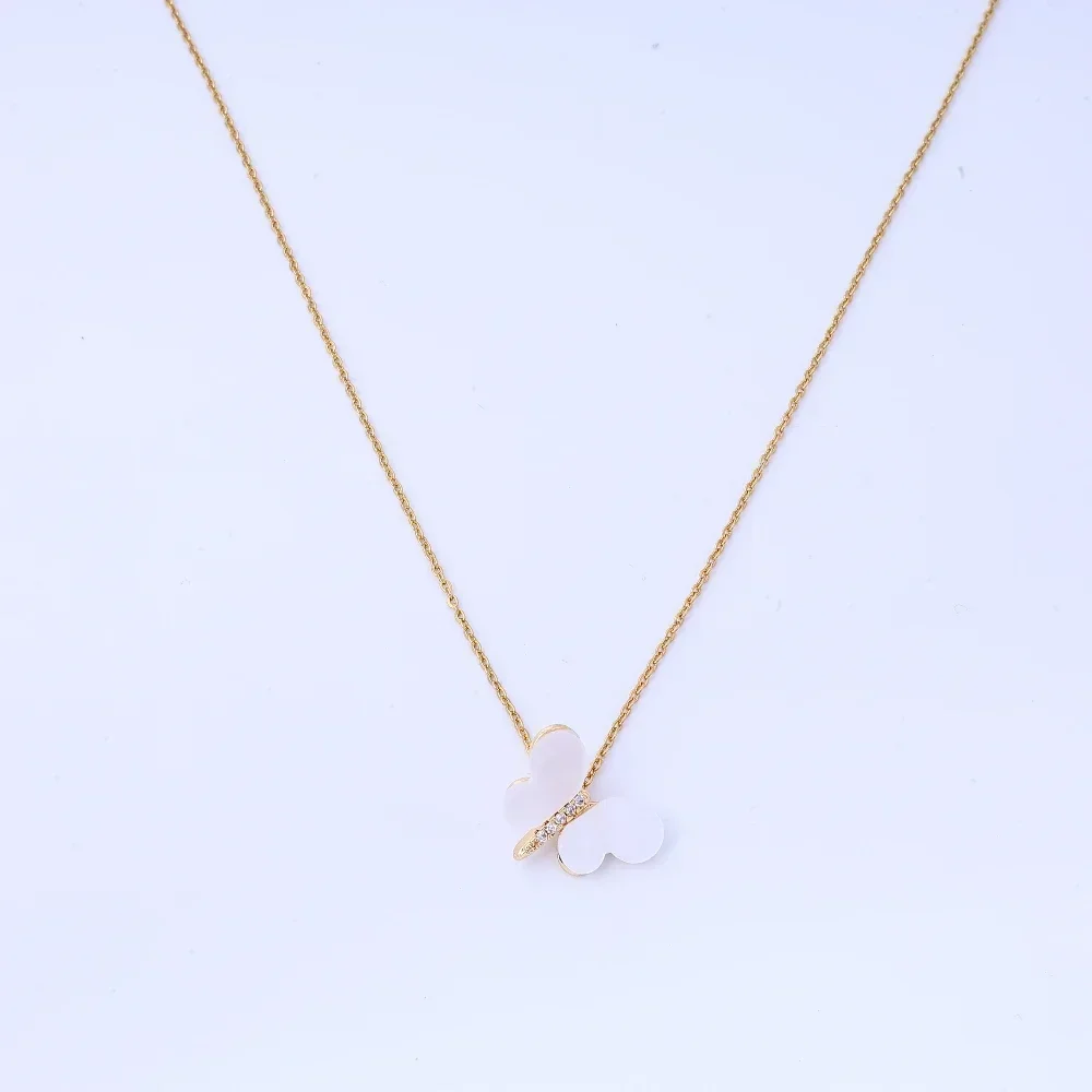 شعبية الزركون شل فراشة التيتانيوم الصلب قلادة للنساء، مزاجه المألوف، سلسلة الترقوة العصرية #3