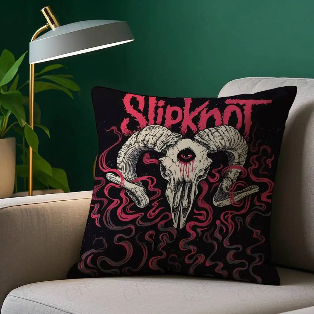 Rock Band s-Slipknot Anime Pillow Case Anti-dustmite Pillow Invisible zipper silky short plush Sofa cushion cover