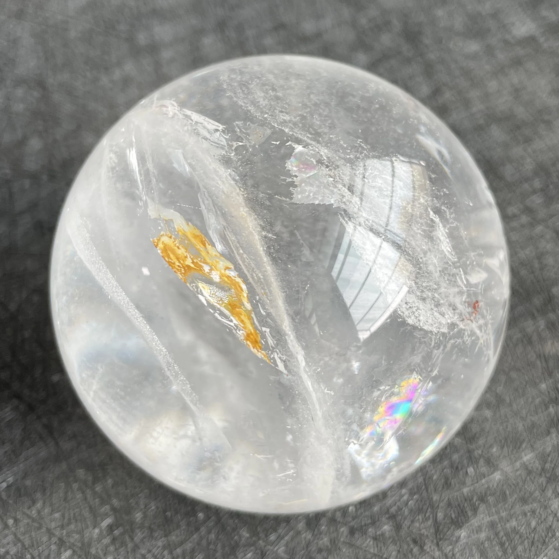 

293g Natural Stone Clear Quartz Sphere Rainbow White Crystal Ball Rock Decoration Rough Polished Healing W12