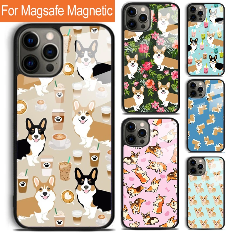 

Чехол для телефона с коллажем Вельш-корги для iPhone 17, Air 16, 15, 14, 12, Pro Max Plus Magsafe, магнитный чехол для беспроводной зарядки