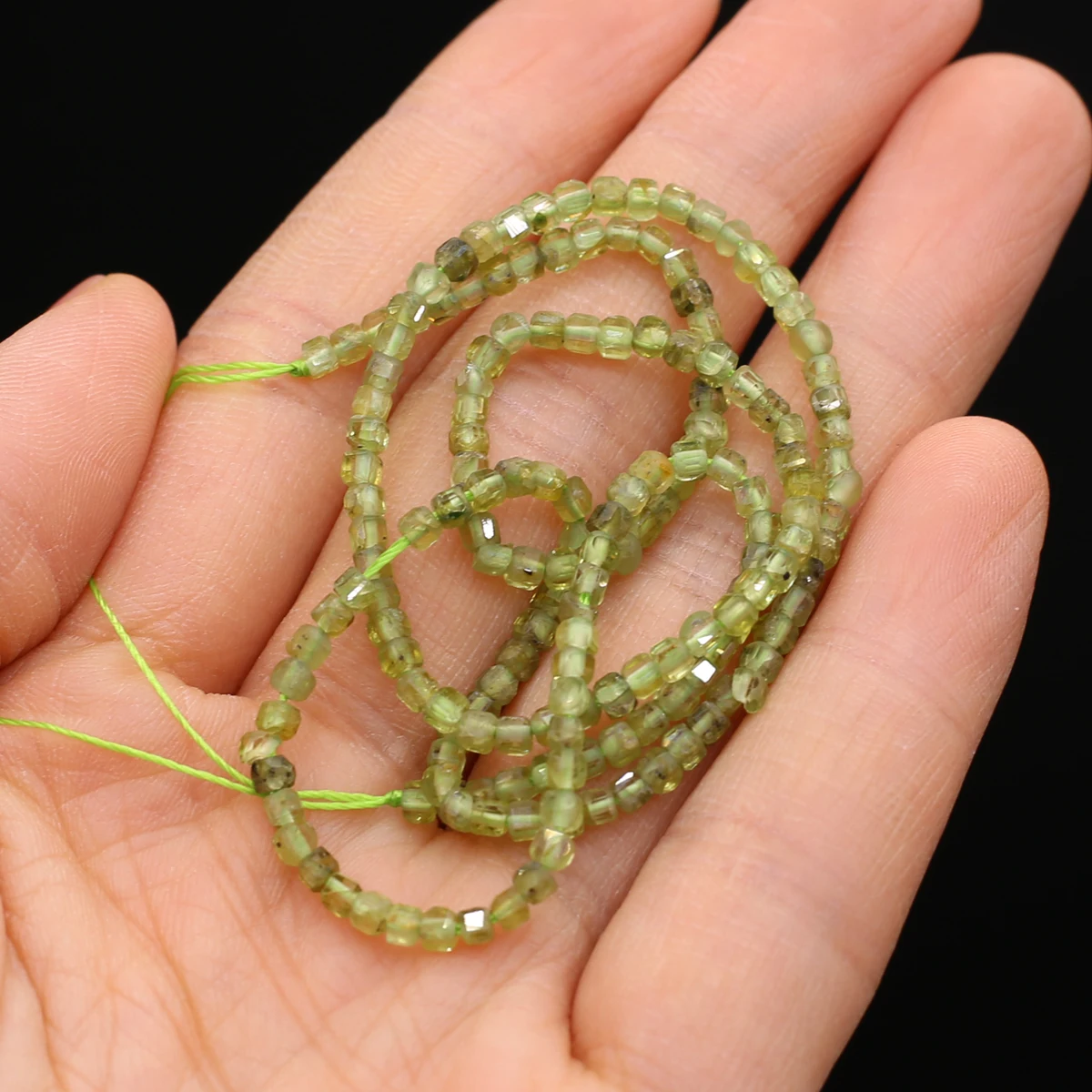 2x2mm Natural Stone Round Faceted Peridot Loose Spacer Beads for Jewelry Making Supplies DIY Necklace Bracelet Accessories 38cm