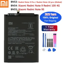 Batterie d'origine pour Xiaomi Redmi, 2025 d'origine, 10X, 4G, Note 9 Pro, 5G, Note 9S, Note 10 Pro Phone 24.com, 100% ans, BN53, BN54, BN55