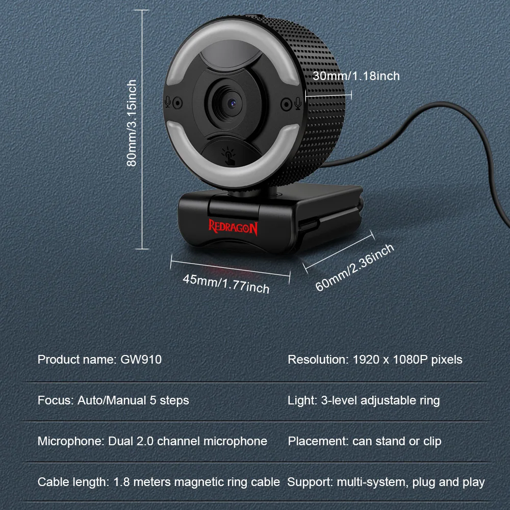 Top GW910 Oneshot USB HD Webcam autofocus microfono integrato 1920X1080P 30fps Web Cam Camera per laptop Desktop gioco PC