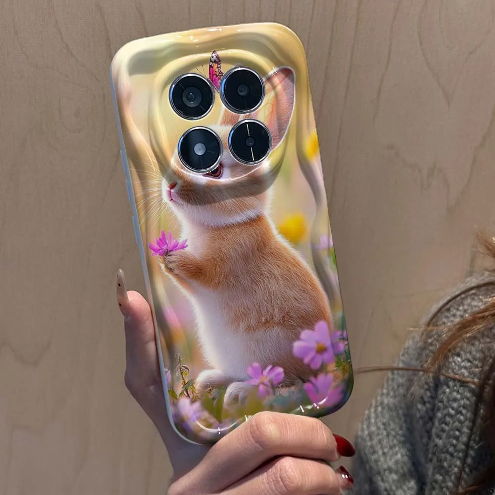 

Cute Art Rabbit Pattern Phone Case For Xiaomi Redmi K50i K70 K50 K40S K40 K30 A4 A3x A2 14C 13C Pro 5G Wave Oil White Soft