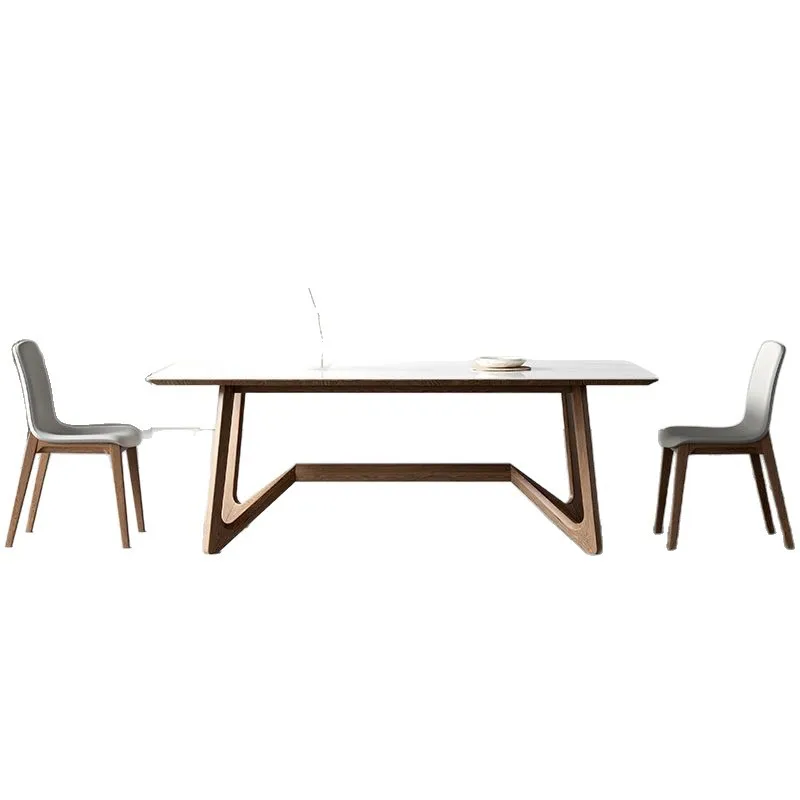 

Solid wood rock slab dining table Modern high-end ash wood light luxury walnut simple