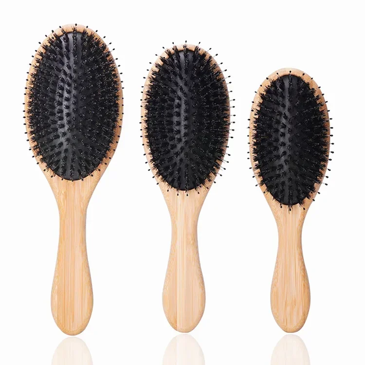 Boar Bristle Hair Brush Peine OAK Wood Comb for Women Hair Styling Scalp Massage Hairbrush Salon De Beaute Barber Accessories