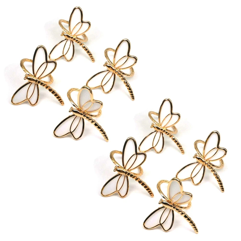 

8 Piece Set, Gold Dragonfly Napkin Ring Napkin Holder, Used For Wedding Dinner Dinner Table Decoration Table Decoration CNIM Hot