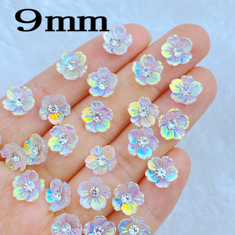 30pcs New Cute Mini Shiny Diamond Flower Nail Rhinestones Gems Glitter Nail Art Jewelry Manicure Nail Decoration Accessorie