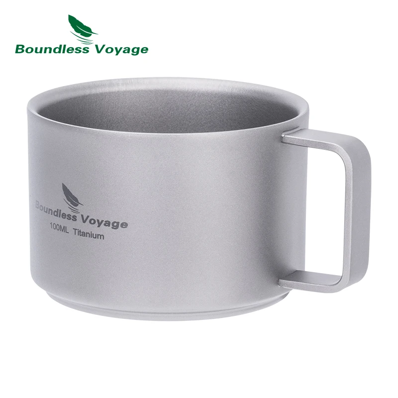 Boundless Voyage Titanium Double Wall Coffee Cup Mini Tea Mug Ultralight Travel Hiking Camping Cup 100ml Ti3085D