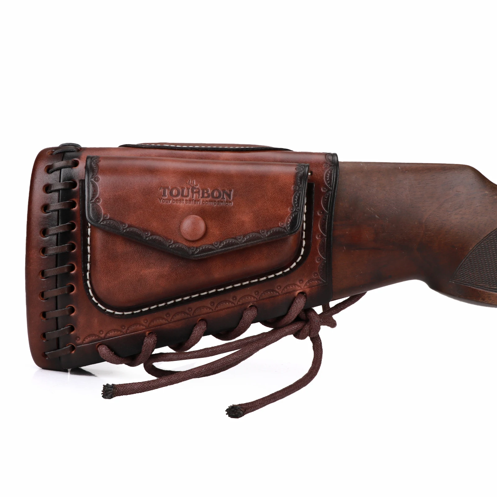 Tourbon Hunting Leather Shotgun Rifle Gun Stock Cheek Rest Riser Insert Recoil Pad Protection with Cartridges Pouch