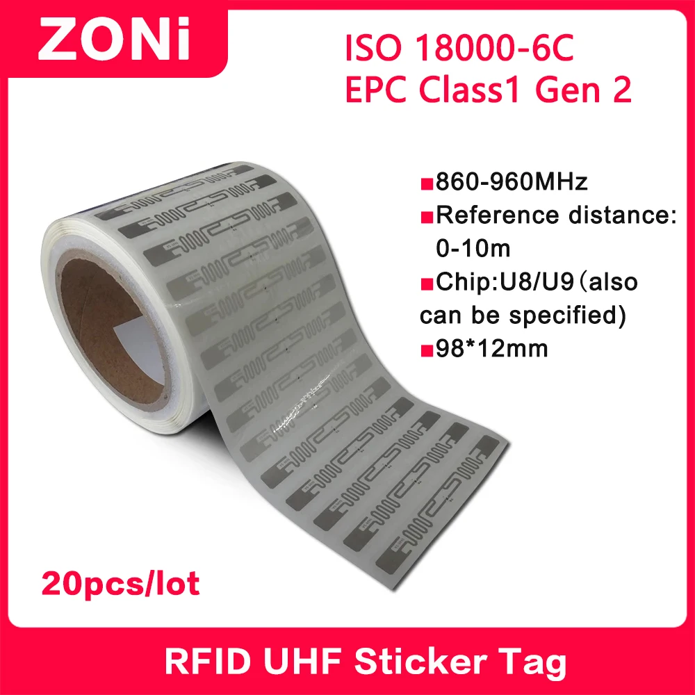 

20PCS UHF RFID Wet Inlay Tag 18000-6C 860-960MHz RFID UHF Sticker Label Impinj M730 Chip Electronic label 915 MHz High Quality