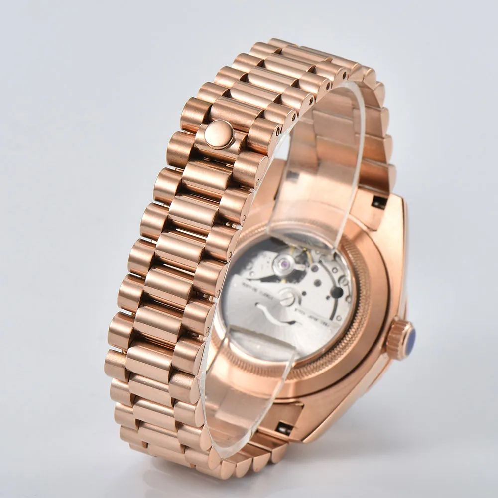 8285 relógios de ouro rosa para homens automático resistente à água vidro safira bussiness moda luxo relógios pulso à prova dwaterproof água 10bar