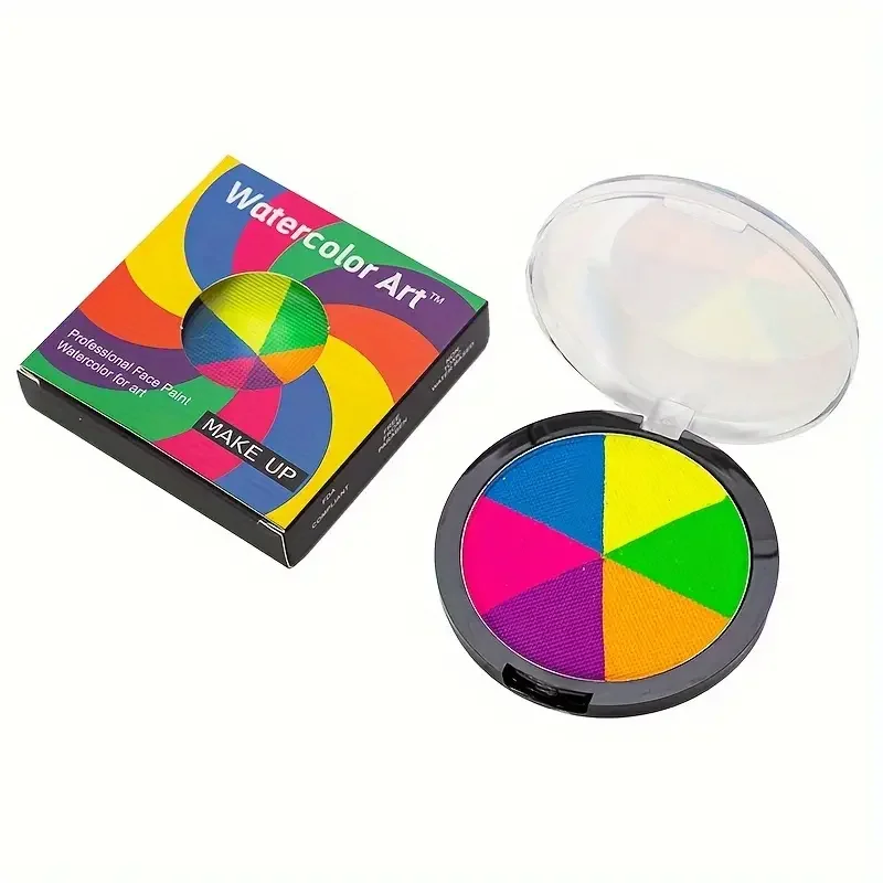 لوحة الوجه والجسم على رد الفعل من هالوين ، أقراص قوس قزح للكريسماس ، صبغة قابلة للذوبان في الماء ، كأس العالم ، 6 ألوان