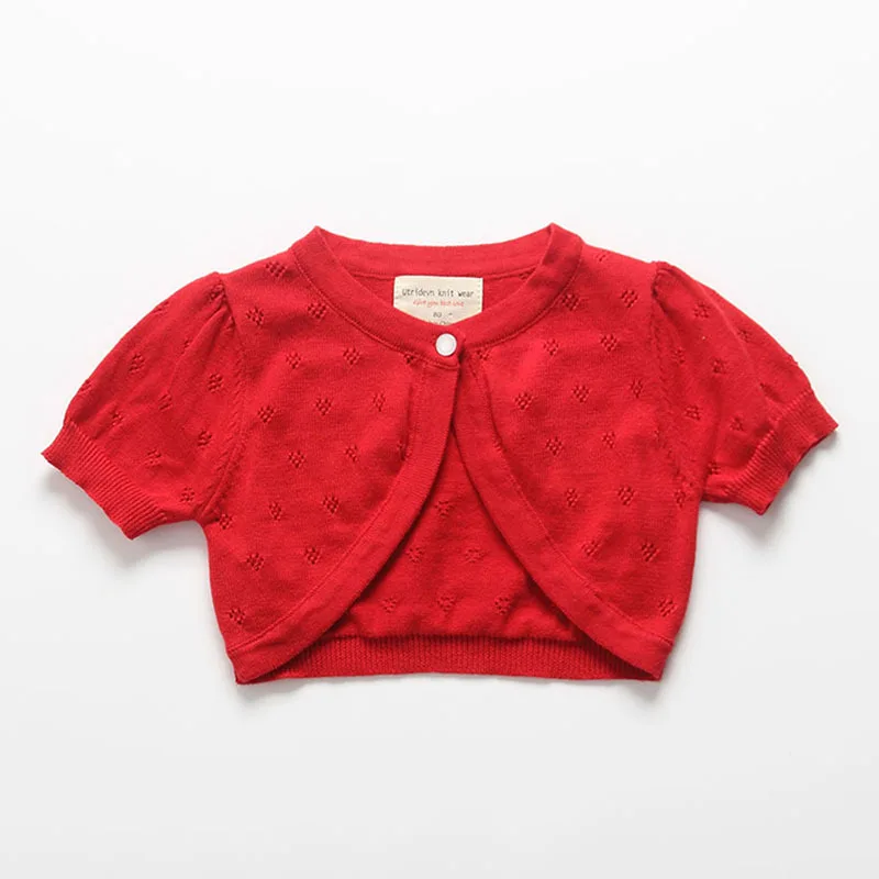 

Red Summer Girls Jacket Kids Cardigan Short-Sleeved Girls Coat 1 2 3 4 5 6 7 8 9 10 Years Girls Clothes