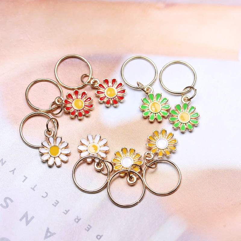 1Set Daisy Flower Enamel Knitting Stitch Markers Zinc Alloy Flower Pendant Multicolor For Knitting Tools DIY Findings