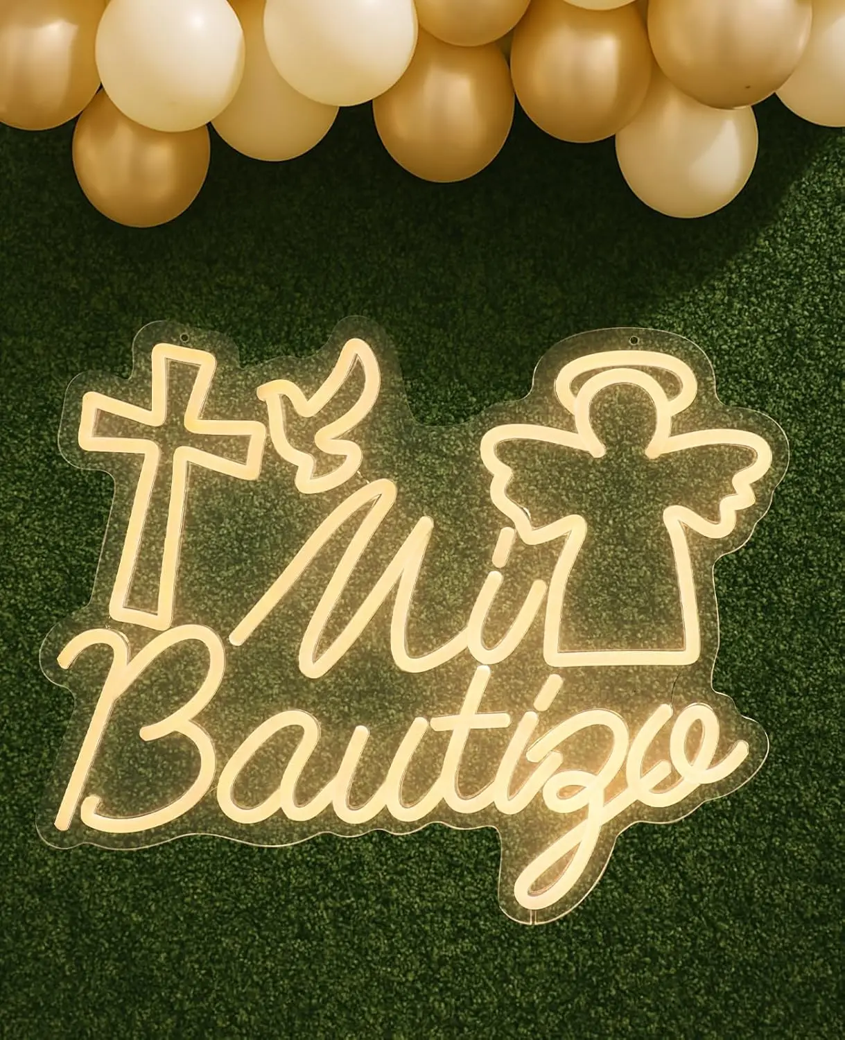 Mi Bautizo Neon Signs for Baptism Decorations USB Dimmable Led Sign for First Birthday Party Baby Shower Room Christmas Decor