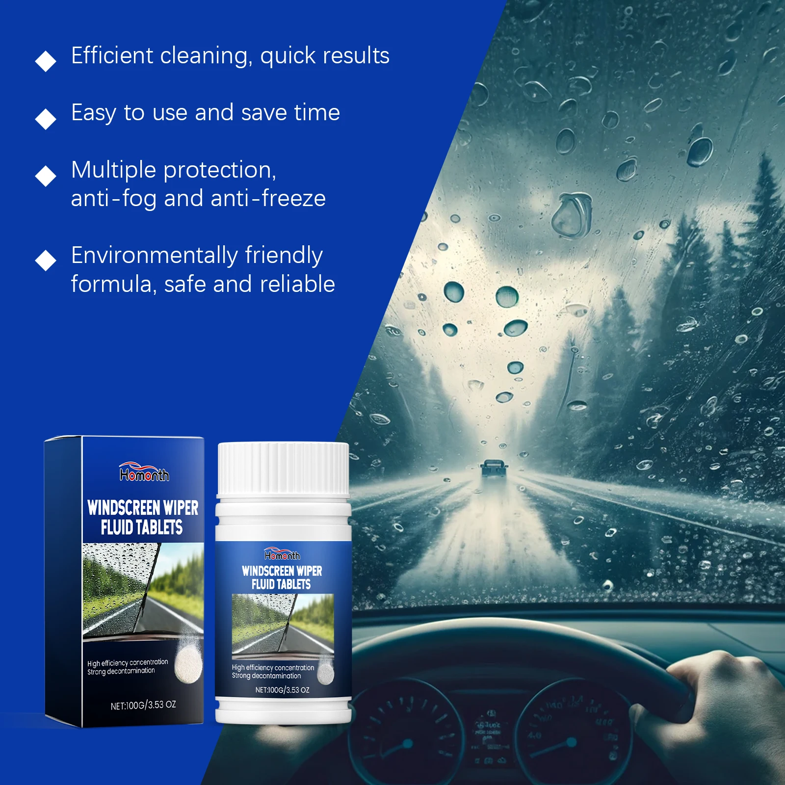 Solid Cleaner Car Windscreen Cleaner Effervescent Tablet Auto Wiper Glass Solid Cleaning Concentrated Tablets Detergent image 2