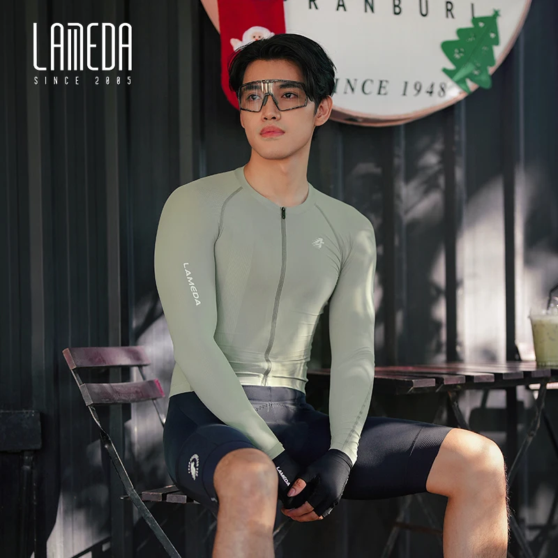 LAMEDA Radtrikot Frühling Sommer Fahrrad-Oberteil Herren Langarm Dünn Atmungsaktiv Hochelastisch Mit Taschen MTB Rennrad
