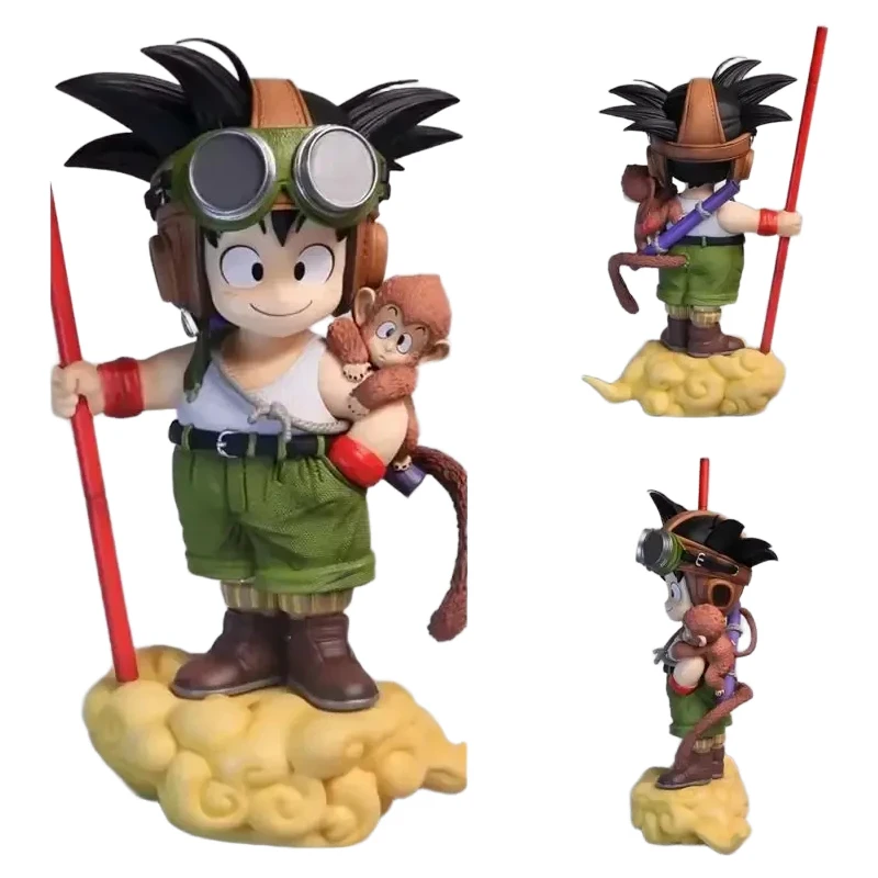 Figurine Dragon Ball Son Goku Petit Singe Mignon Modèle de Dessin Animé Kawaii Poupée 2D Décoration Voiture Bureau Accessoire d'Animation Vente en Gros