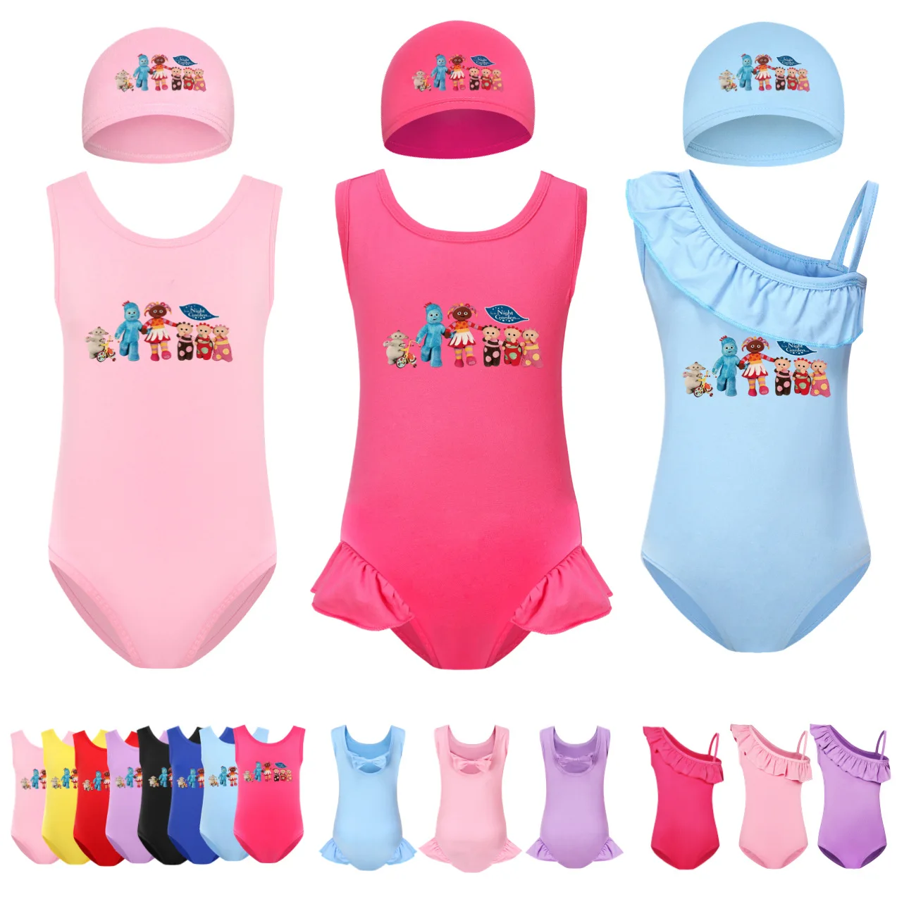 Милая детская одежда в стиле Night Garden, купальники Kawaii Makka Piggle&Upsy, цельный купальник для маленьких девочек, детская одежда для отпуска