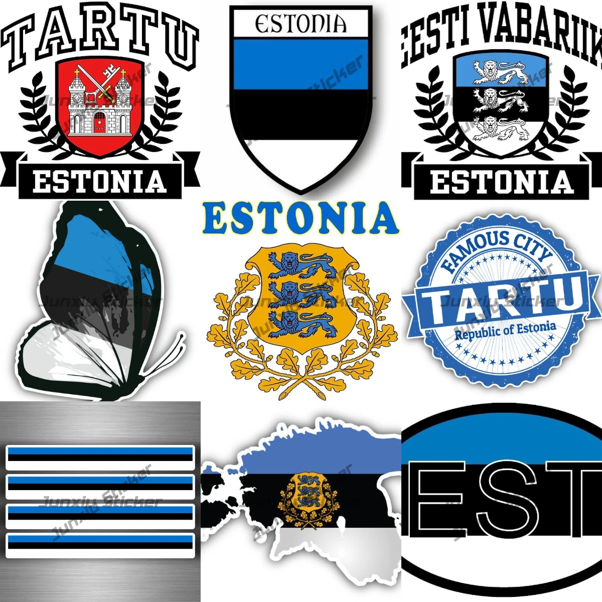 

Tartu Eesti Vabariik Estonia Coat of Arms Shield Sticker Country Code Sign Decal Accessories Bumper Truck Window Anti Scratch