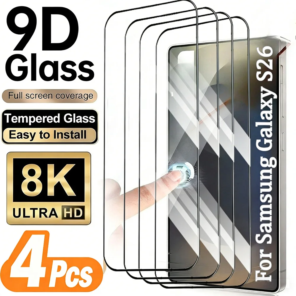 NNBILI 4 Stück hochauflösende Displayschutzfolien aus gehärtetem Glas, kompatibel mit Samsung Galaxy S26 S25 S24 Ultra S22 S23 Plus