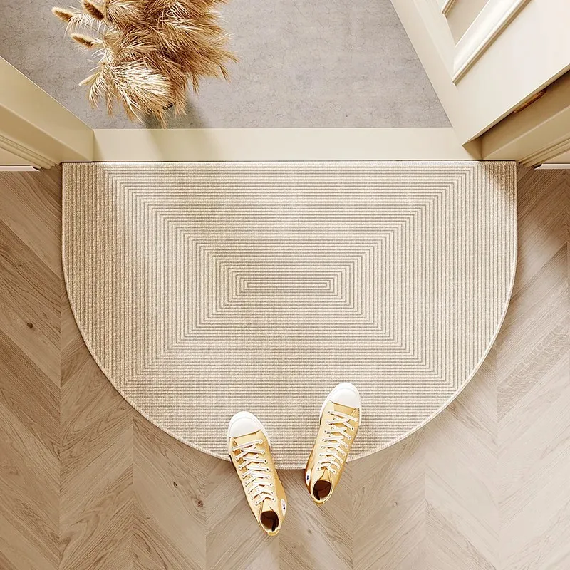 VIKAMA French Cream Style Entrance Door Floor Mat, Semi-Circular Carpet, Door Foot Mat, Easy To Maintain, Home Decoration view 2