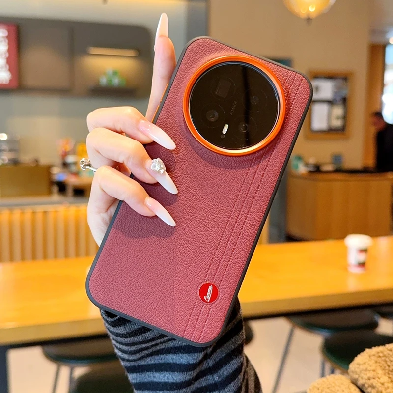 Etui na telefon Huawei Honor Magic 8, 8 Pro, 7, 7 Pro, 6, 6 Pro, o prostym, jednolitym kolorze, z elementami w postaci linii i wykonane z wykorzystaniem technik obróbki skórnej. — zdjęcie produktu 4
