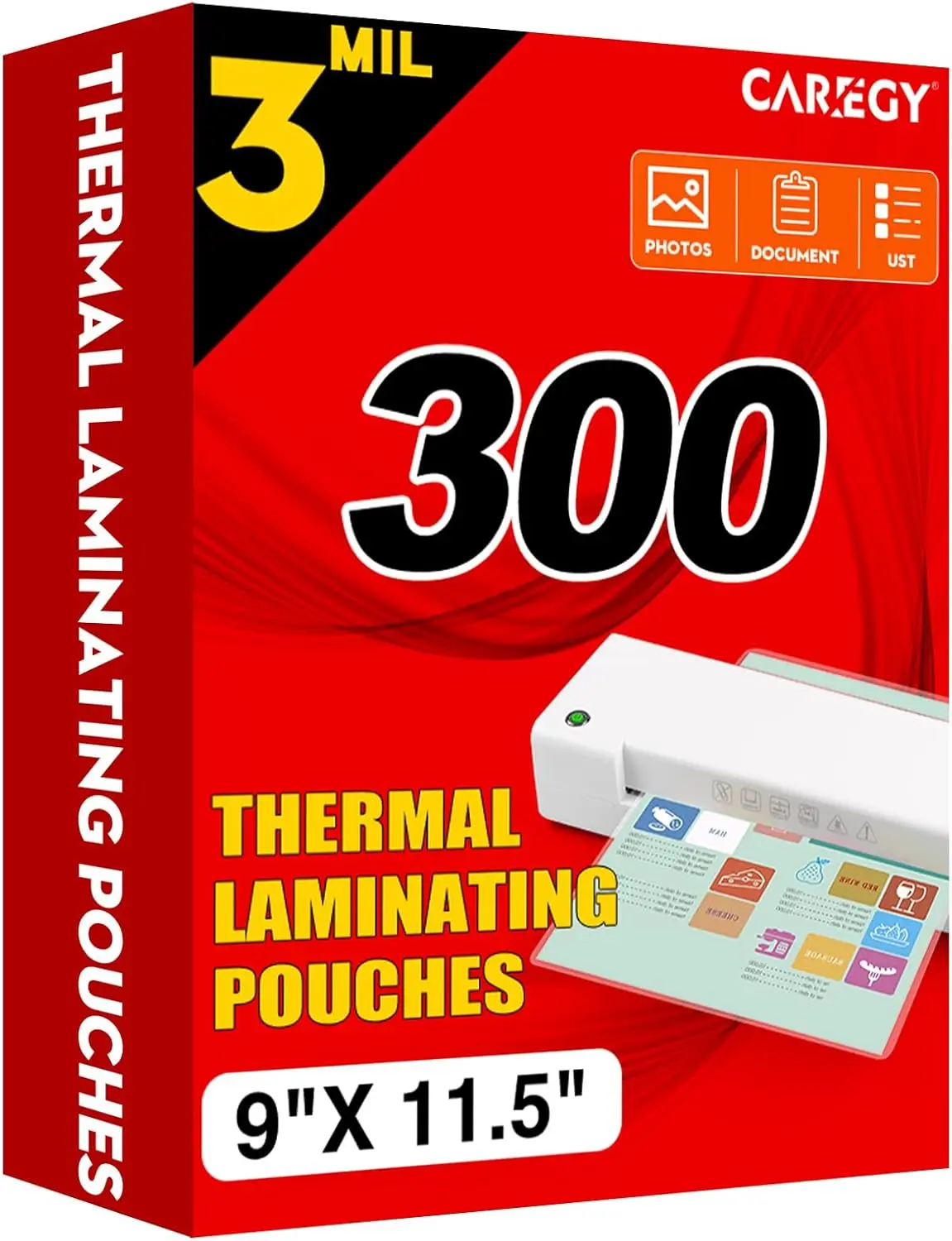 

300 Pack Thermal Laminating Pouches, 3 Mil, 9x11.5 Inches, Clear Letter Size for Laminator