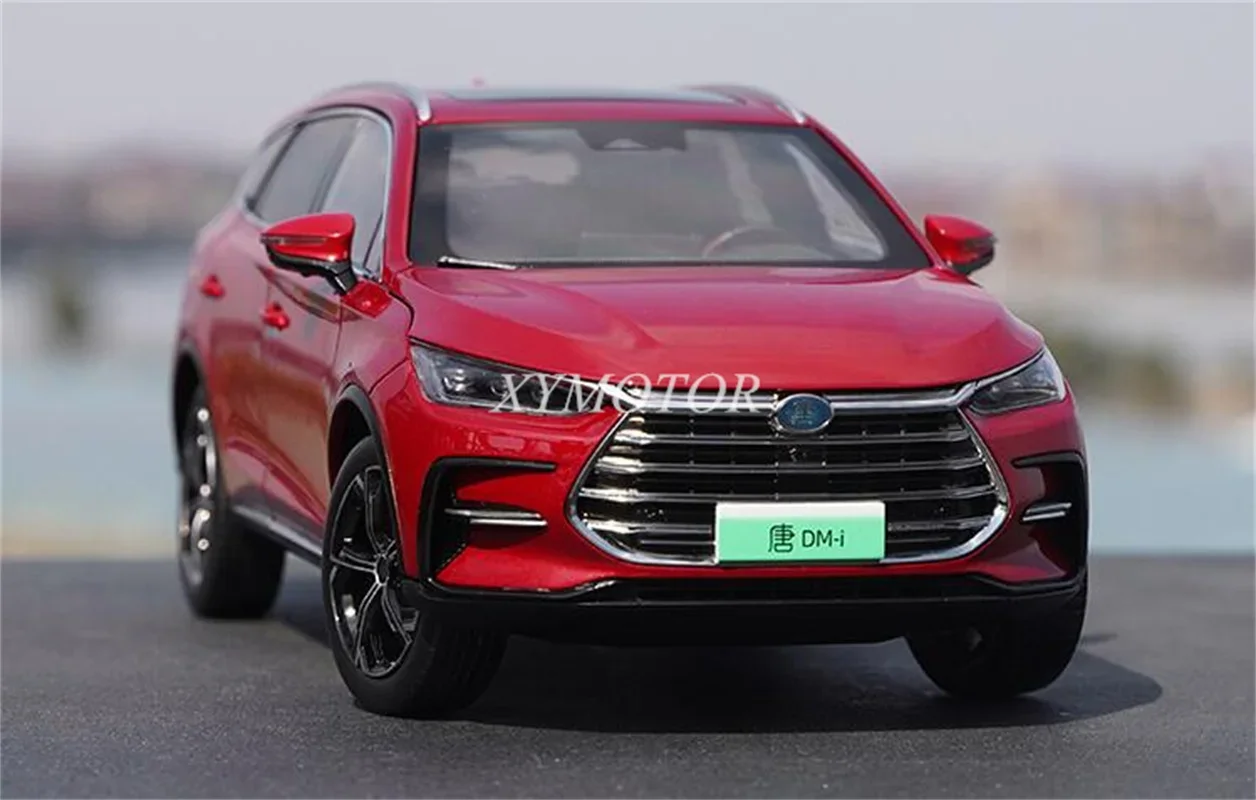 1/18 для BYD Tang DM-i 2021, электромобиль, металлическая литая под давлением металлическая модель автомобиля, детские игрушки, подарки для хобби, красные украшения, дисплей