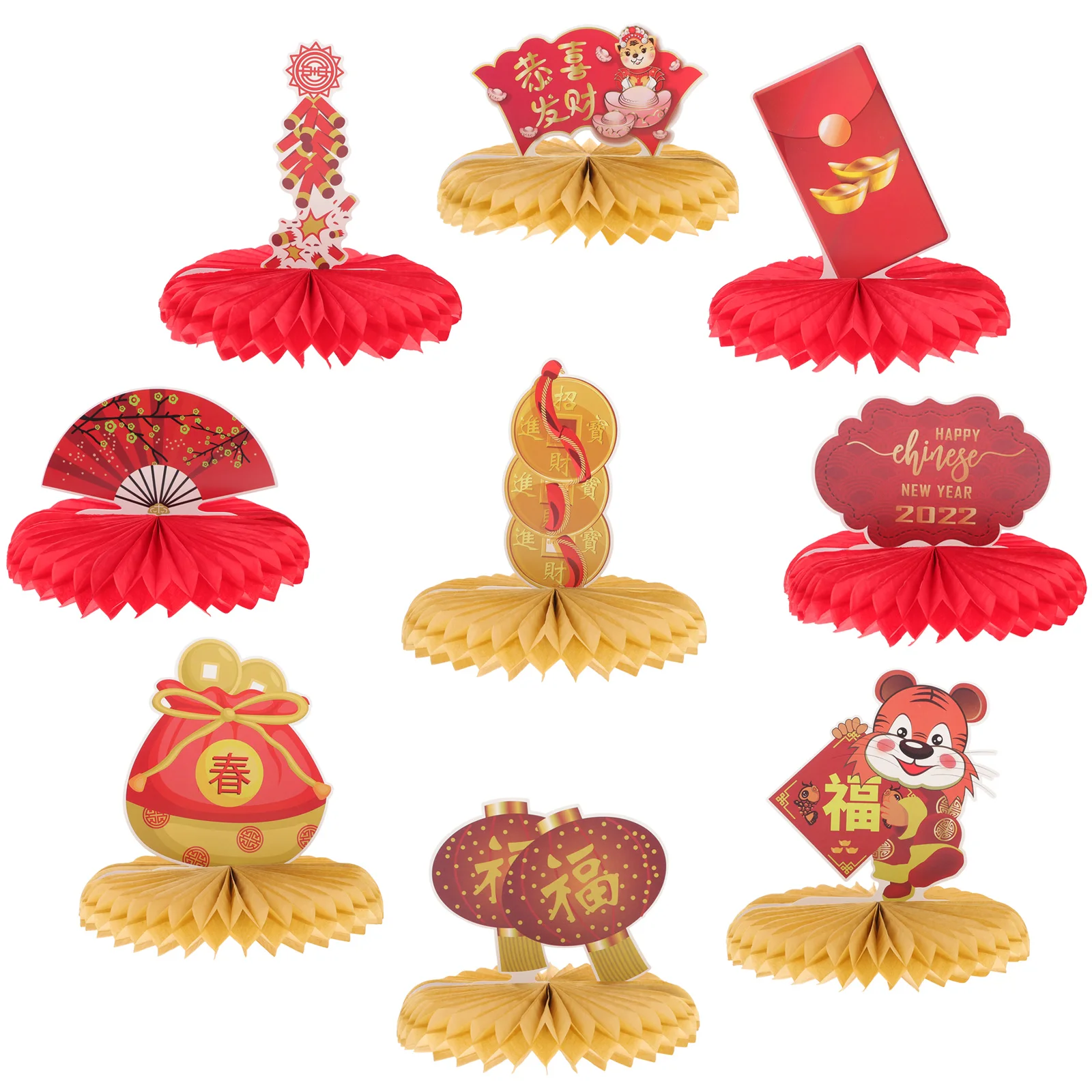 

9 Pcs Honeycomb Decorative naments Bright Colors New Year Party Craft Ball Desktop Photo Props Warm Atmosphere