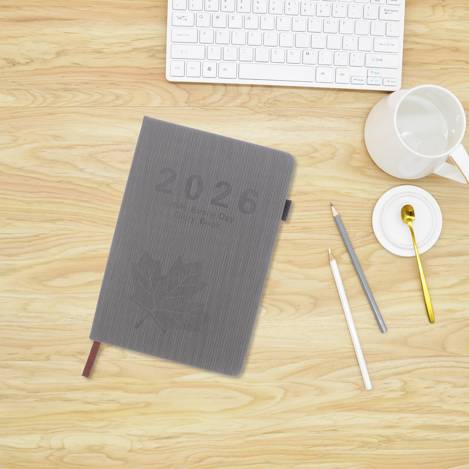 

2026 Daily Planner Notebook A5 Pu Cover Maple Leaf Design Thick Paper Portable Size For Goal Setting Habit Tracking