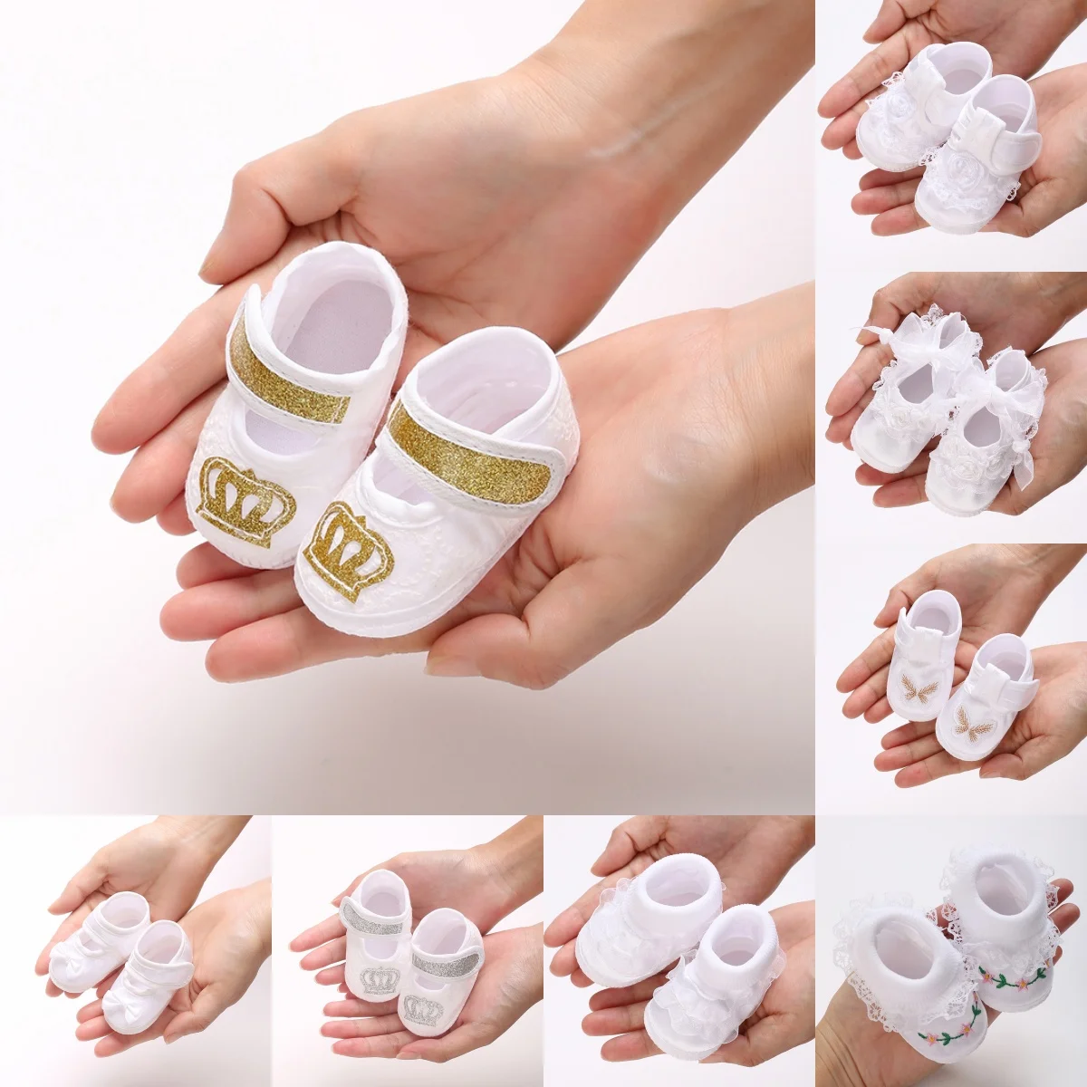 

Белые крестильные туфли для новорожденных, первая пара крестильных туфель для новорожденных мальчиков и девочек, детские прогулочные туфли на мягкой подошве