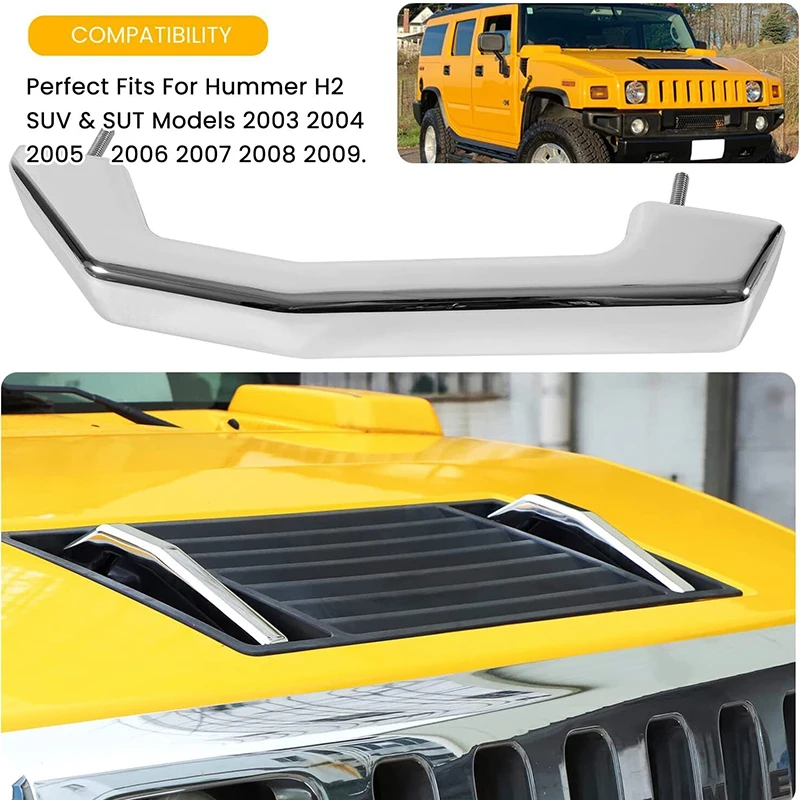 1 set 12498996 Smooth Chrome Billet Hood Exterior Door Handles for 2003-2009 Hummer H2 & H2 SUT Models