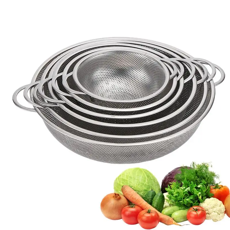 

Kitchen Strainers Stainless Steel Kitchen Mesh Colander Rice Strainer 6 Pcs Stainless Steel Sieve Sifter Pasta Strainer Food