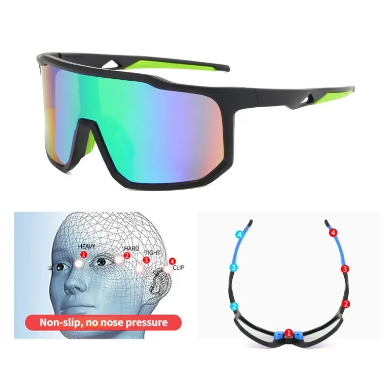 New Cycling Sunglasses Men's and Women's Large Frame Road MTB Bike Sunglasses Anti-UV Bicycle Glasses Outdoor Sports Goggle