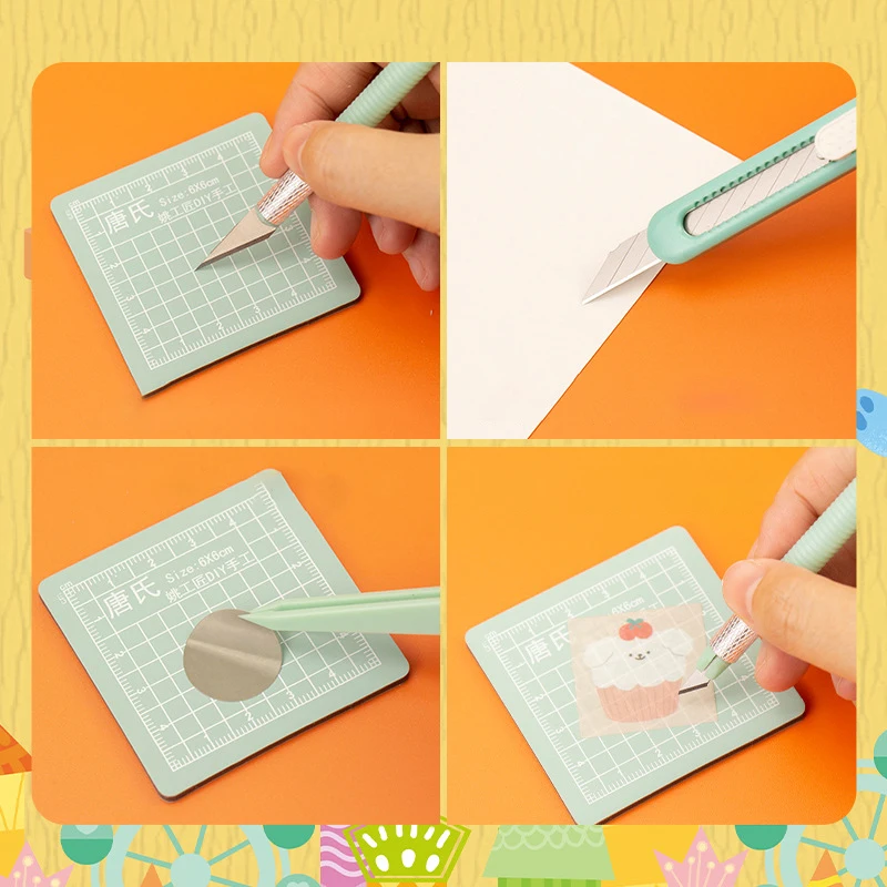 DIY Hand Cutting Pad Carving Knife Sticker Cutting Tool Gift Box Art Knife Office Stationery Tape Cutting Pad Diary Tool Set