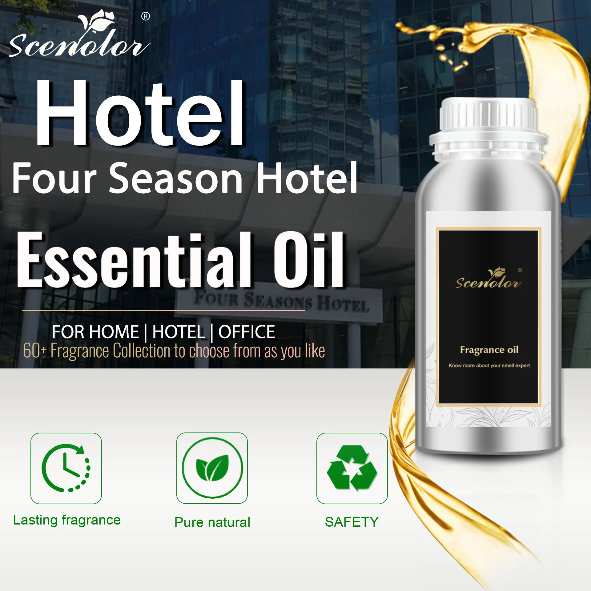 

Scenolor 500ML Perfume Oils Four Season Hotel Essential Oil Aromatic Oasis Home For Aroma Diffuser Air Freshener Essential Oil