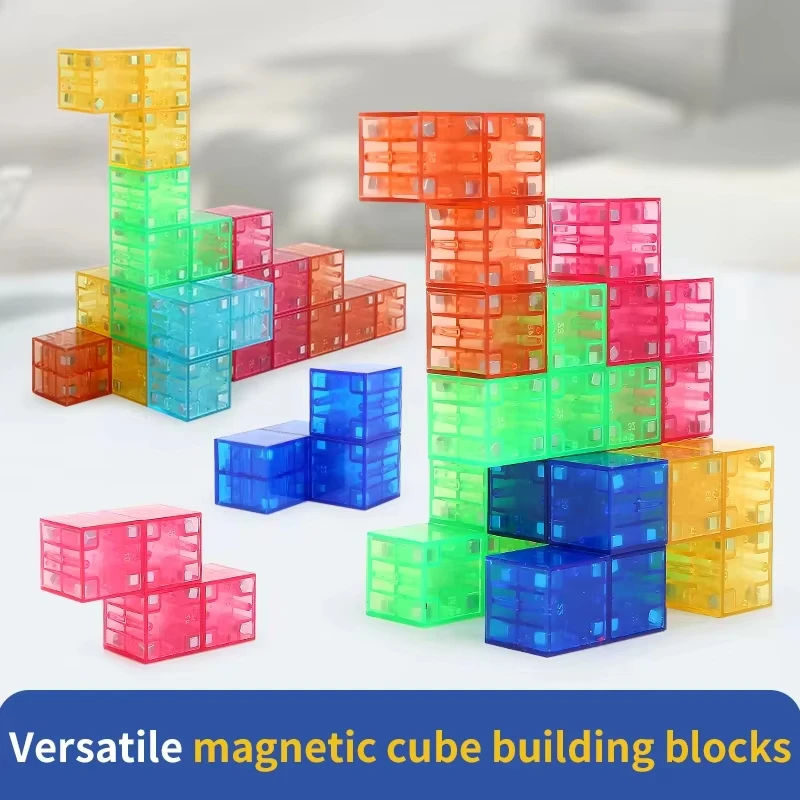 32-96PCS 작은 자기 빌딩 블록 유치원 줄기 교육 빌딩 블록 감각 몬테소리 장난감 소년 소녀 선물