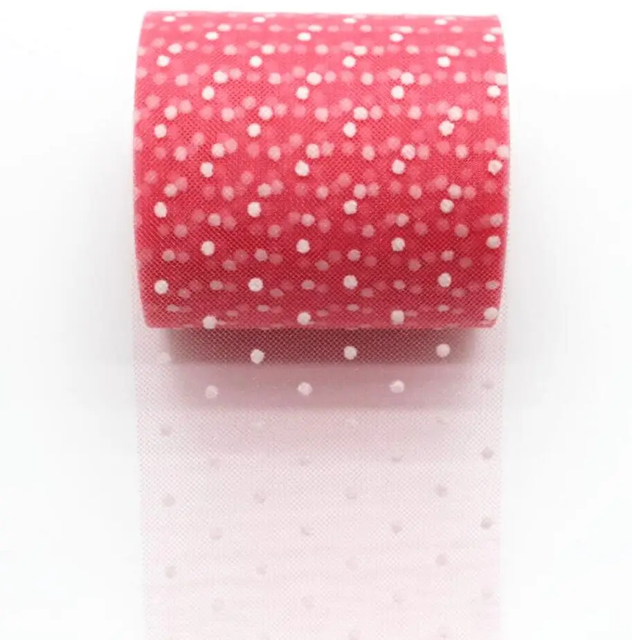 20 yards /Roll 50MM White Dots Ribbon DIY Handmade Material Headwear Decoration Tutu Skirt Tulle Crafts 5CM