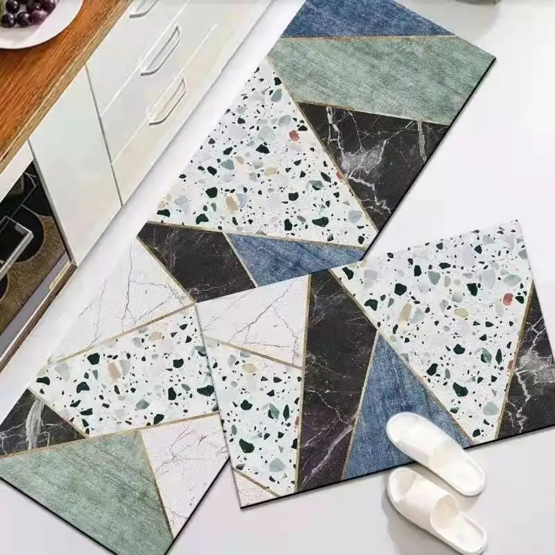 Simple Nordic Style Geometry Pattern Kitchen Floor Mat Non-Slip Hallway Bedroom Bathroom Mat Kitchen Floor Mat Living Room Rugs