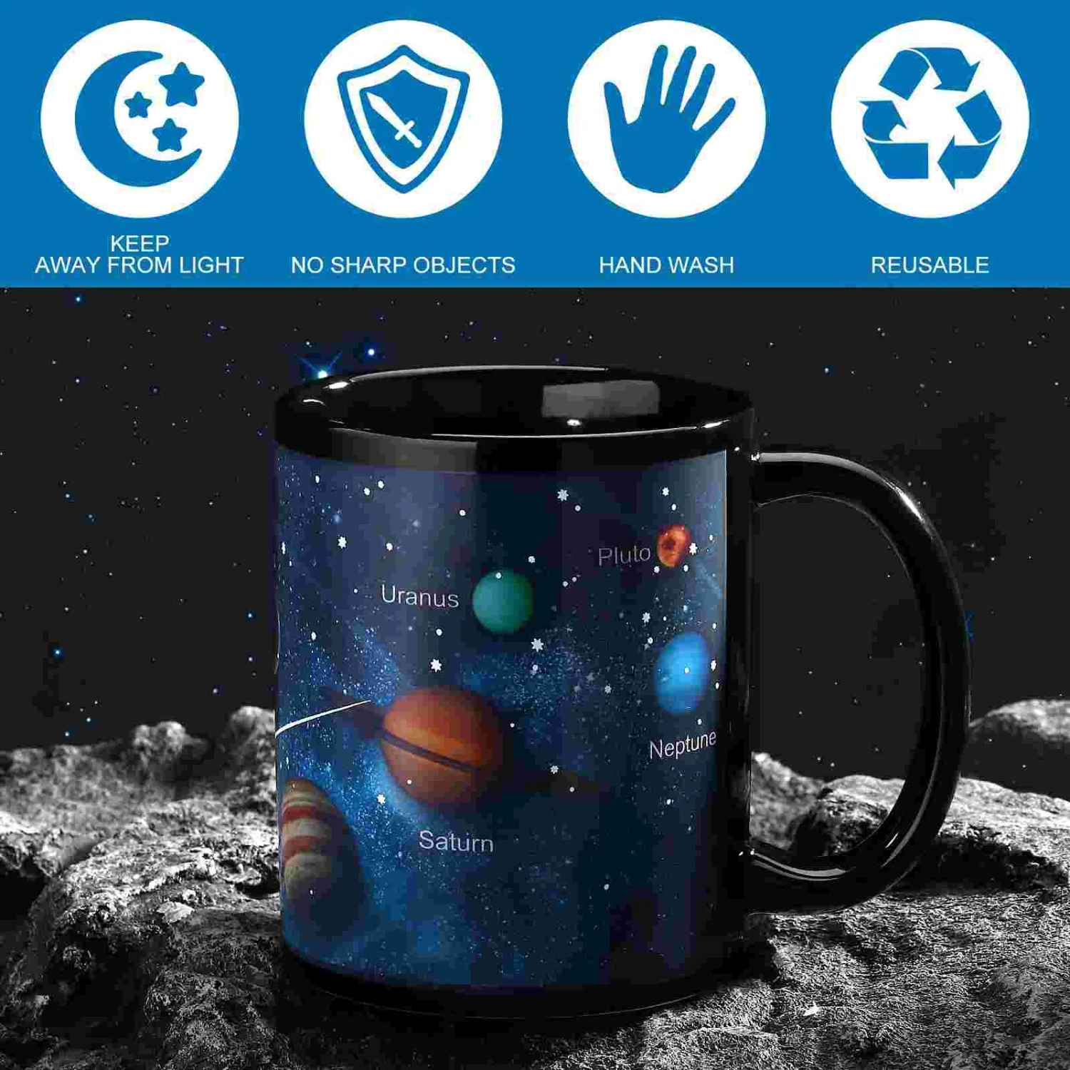 1pc Heat Color Changing Cup Solar System Mug Ceramic Coffee Mug Drinking Cup (330ml)