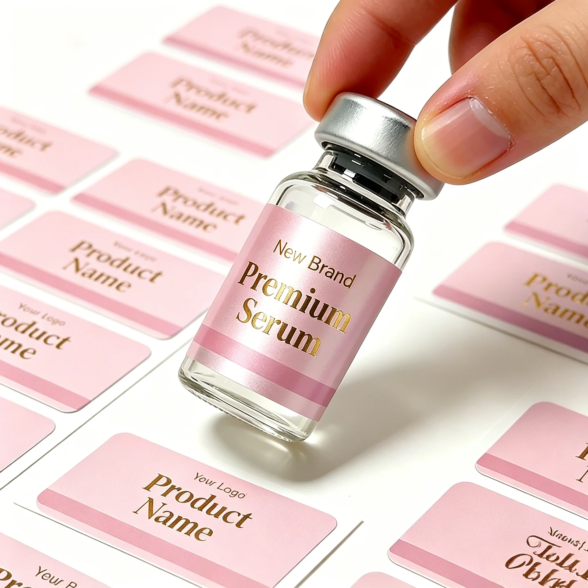 Premium Gold Foil Vinyl Labels,Strong Adhesive Stickers,3ml/5ml/10ml Vial Decals for Beauty Fitness view 6