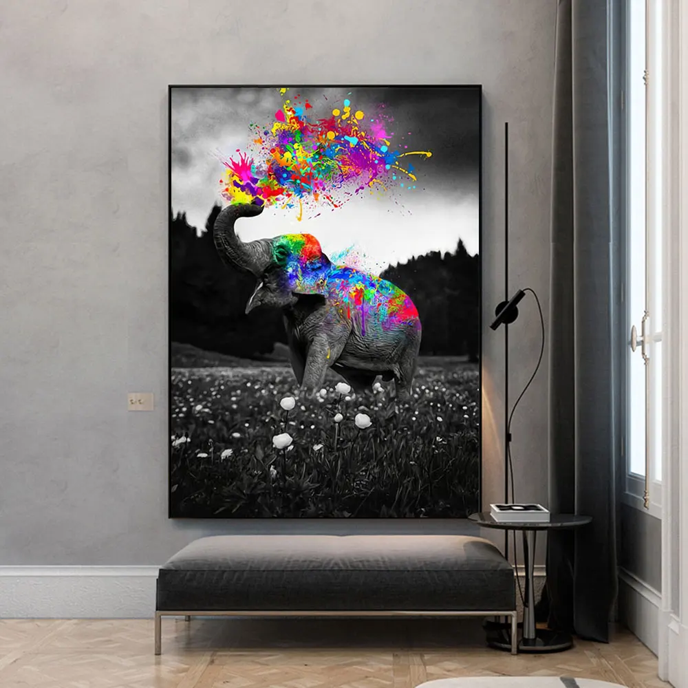 

Elephant Decor Canvas Painting Wall Art Create Colorful Animal Home Decoration Poster for Living Room And Bedroom Frameless