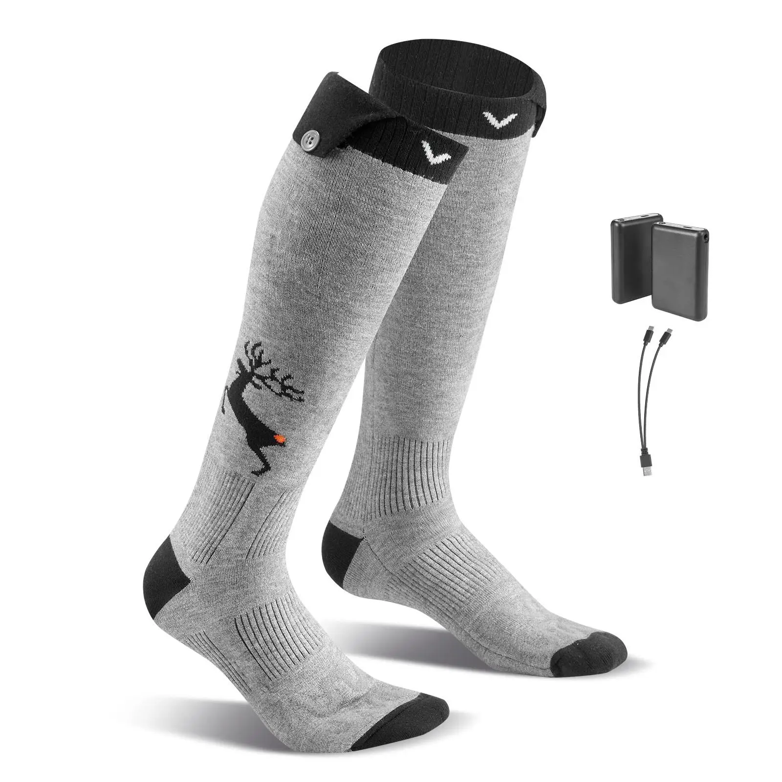 Rechargeable Heated Socks 6000mAh Battery Powered Electric Heating Socks with 4 Heating Levels and App Control for men Women for hunting Riding Camping Hiking Foot Warmer