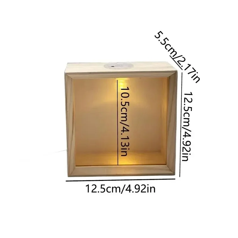 Decorative Wooden Shadow Box Frame, Transparent Acrylic Panels, Soft Light DIY Nightlight, Handmade 3D Picture Frame Art Display
