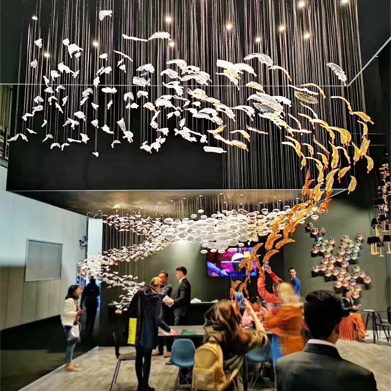 Picture 4: Creative, Aerial Pendant Hanging Art Glass Feather Pendant Restaurant Window Ceiling Top Decorative Pendant