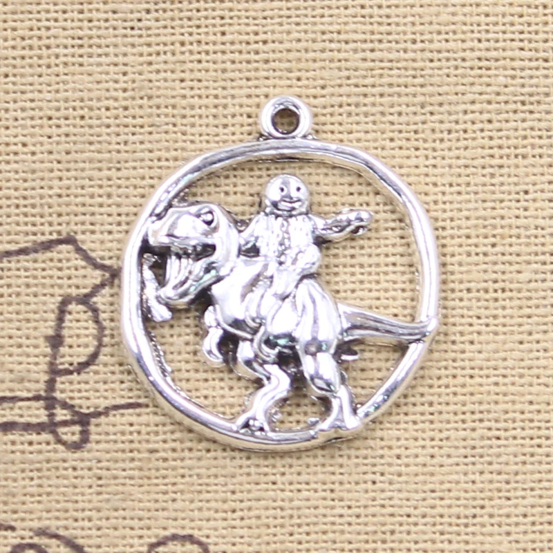 6pcs Charms Dinosaur Rider 28x25mm Tibetan Silver Color Pendants DIY Antique Making Handmade DIY Findings Crafts Jewelry