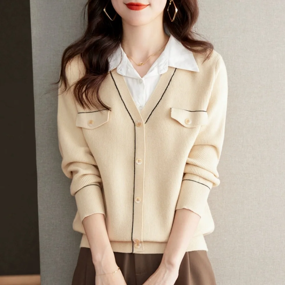 Outlets Sli Sweater Gebreide wollen basis irt Dames Herfst Winter Kleine Fraance Sle Polyester Katoenmix Gebreide kleding