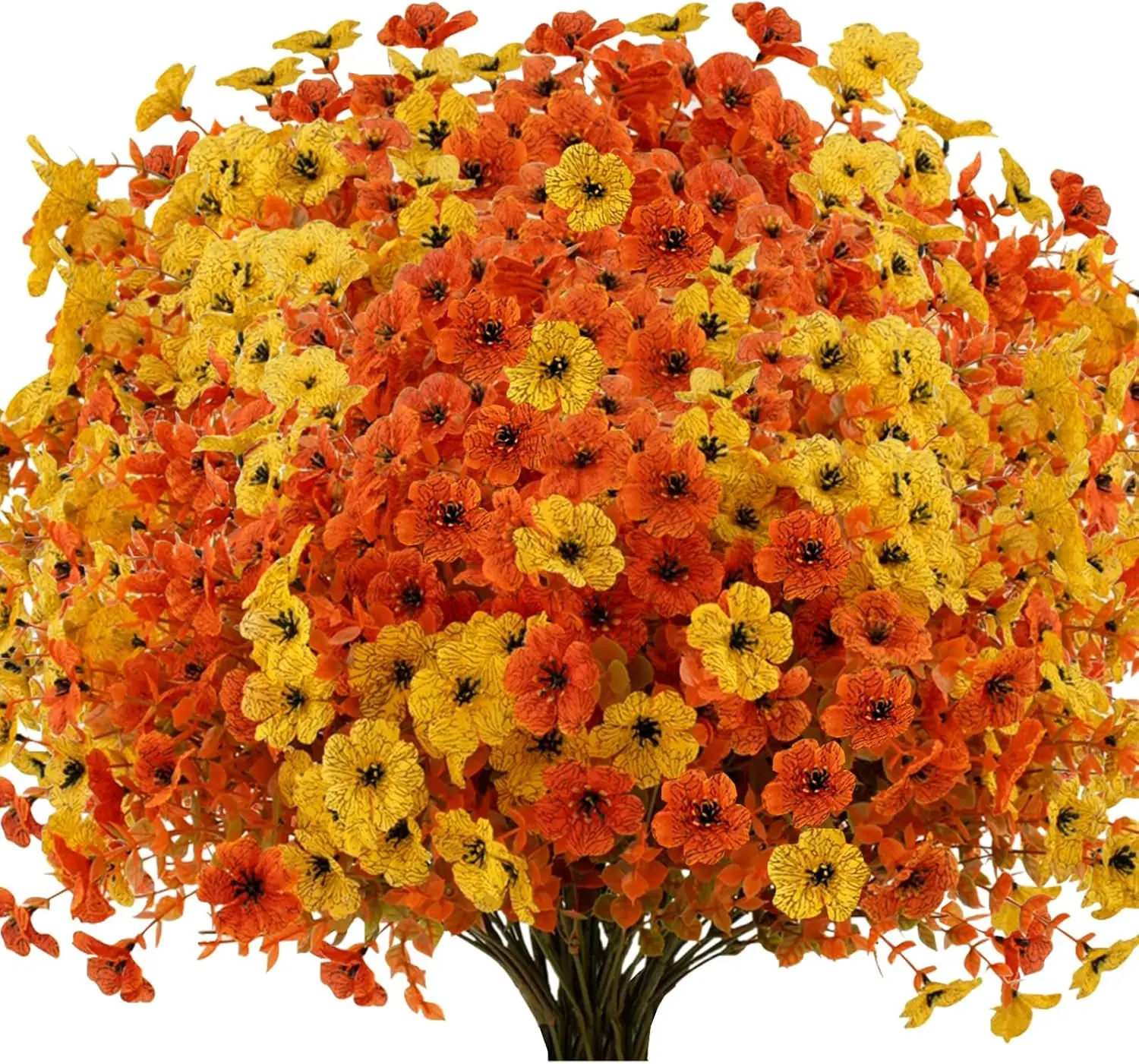 12 Pcs Faux Mums for Outdoor Planters Decorations,Silk Flowers Plastic Plants for Front Porch Garden Patio Home Decor